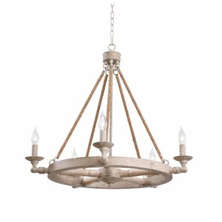 Kenroy Home Timone Weathered White with Rope 5 Light Chandelier | Walmart (US)