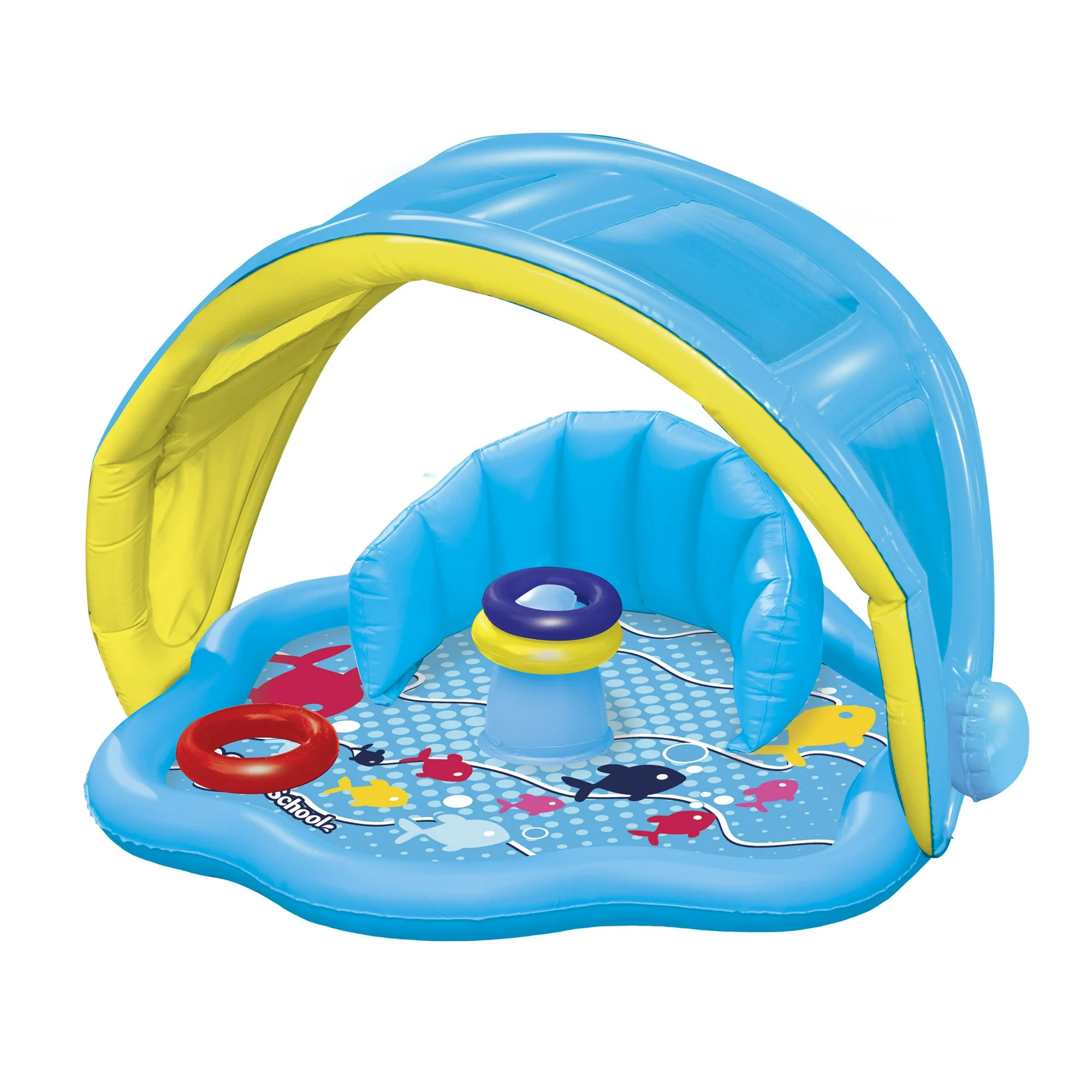 SwimSchool Baby Splash Mat with Inflatable Canopy, 3 Stackable Play Rings | Walmart (US)