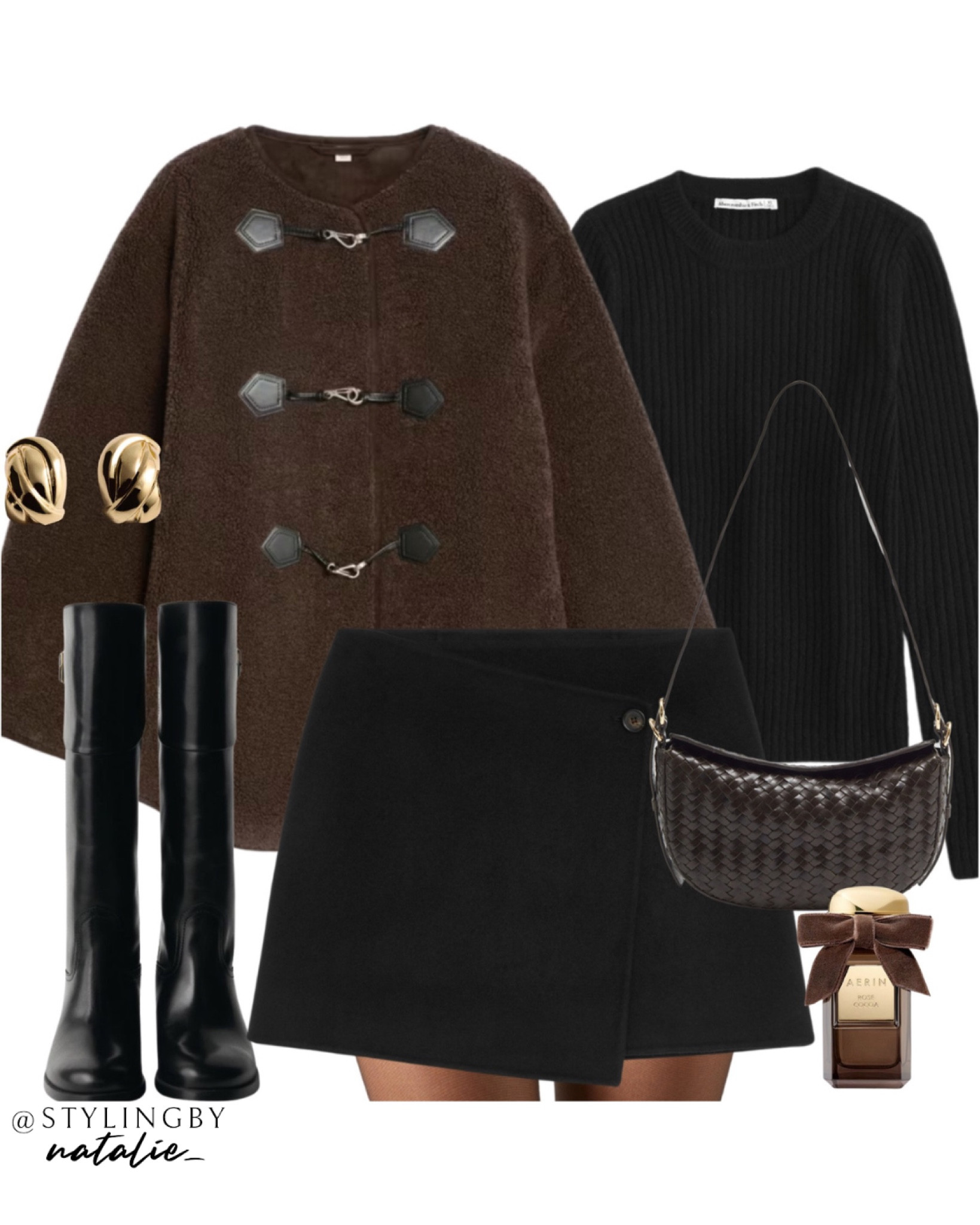 Brown buckle coat, ribbed long sleeve t-shirt, black wool mini skirt, tights, knee high buckle boots, crossbody bag & gold earrings.
Autumn outfit, fleece jacket, casual chic, fall outfit, winter ootd.

#LTKautumn #LTKstyletip #LTKxBoots