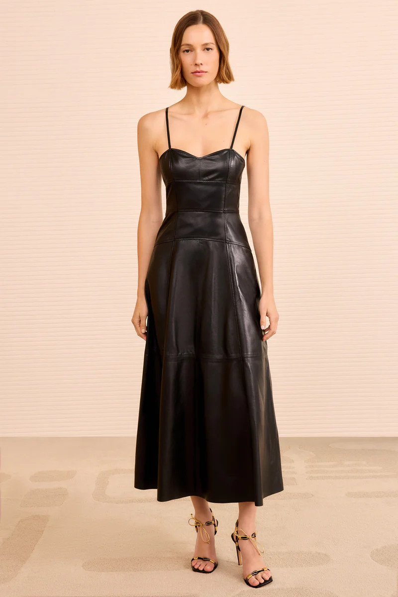 Adelina Midi Leather Dress - Noir | Ulla Johnson