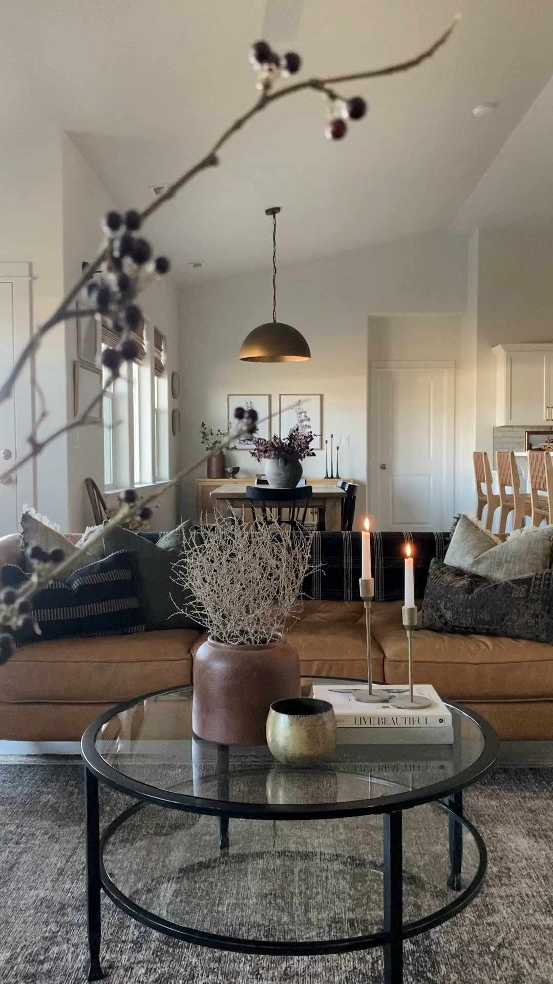 Living room decor, home decor, loloi Billie rug, dining room, glass round coffee table, organic modern? Transitional 

#LTKunder100 #LTKhome #LTKFind