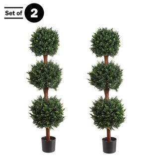 Pure Garden 5 ft. Hedyotis Artificial Trees, Set of 2 50-10007-2 - The Home Depot | The Home Depot