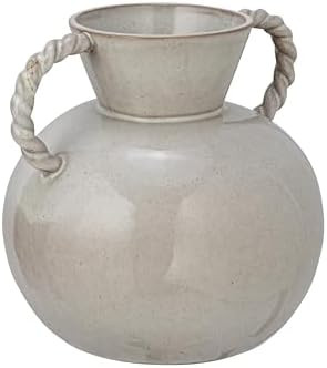 9.25 Inches Stoneware Vase with Twisted Handles and Reactive Glaze, Cream Color | Amazon (US)