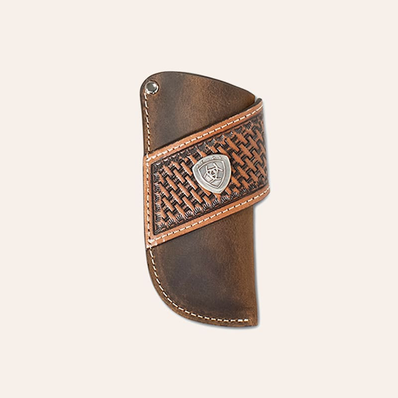 Ariat Burnished Brown & Basket Weave Leather Knife Sheath | Cavender's