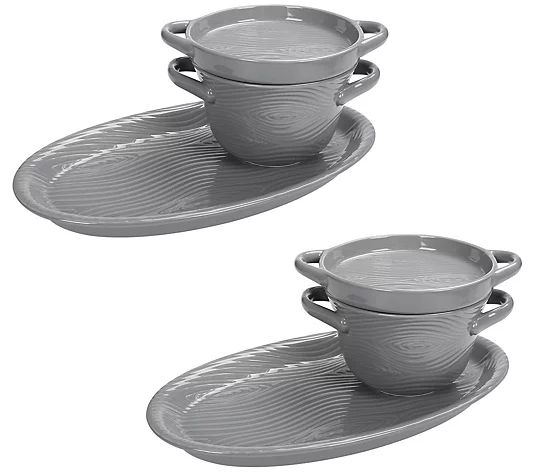 Temp-tations Woodland Set of 2 20 oz. Soup & Sandwich Sets w/ Lid-its | QVC