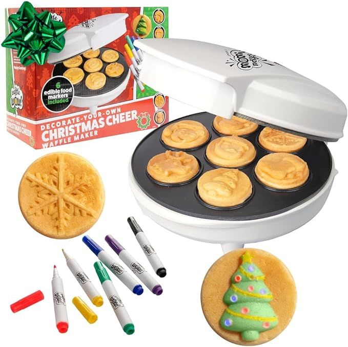 Christmas Holiday Waffle Maker w 6 Edible Food Markers- Make X-Mas Breakfast Fun w Delicious Deco... | Amazon (US)