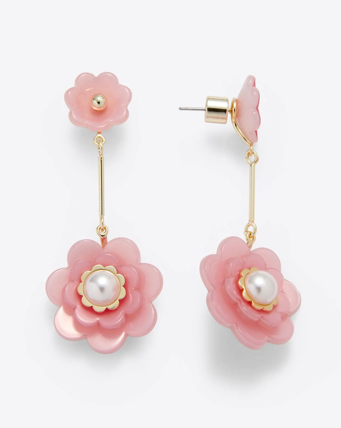 Flower Linear Drop Earrings in Light Pink | Draper James (US)