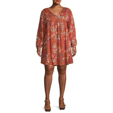 Romantic Gypsy Women's Plus Size Long Sleeve Peasant Dress | Walmart (US)
