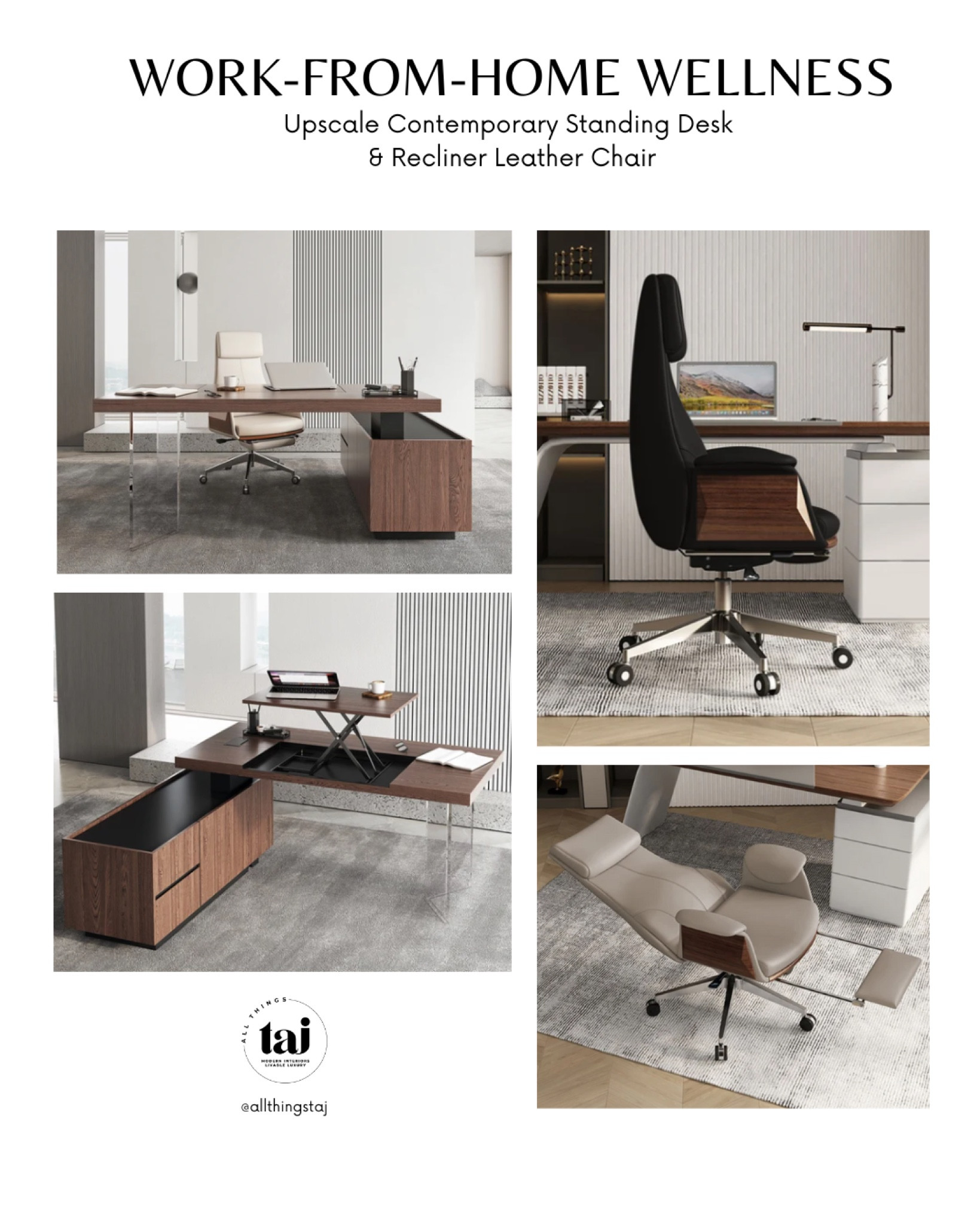 Designing home offices has been a growing demand for us since Covid. With no signs of slowing down. I try to always come from a perspective of wellness when I create special moments in the home of my clients, and this particular client wanted ergonomic benefits for the furniture to be used in their workspace. This sleek, contemporary standing desk and recliner chair were too good to not share. Sharing is caring, thank me later, the price points are great for the quality and look. 🤗

#LTKstyletip #LTKSeasonal #LTKhome