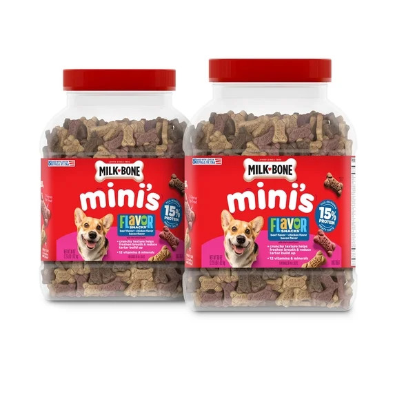 (2 pack) Milk Bone Flavor Snacks Mini Dog Biscuits, Flavored Crunchy Dog Treats, 36 oz | Walmart (US)