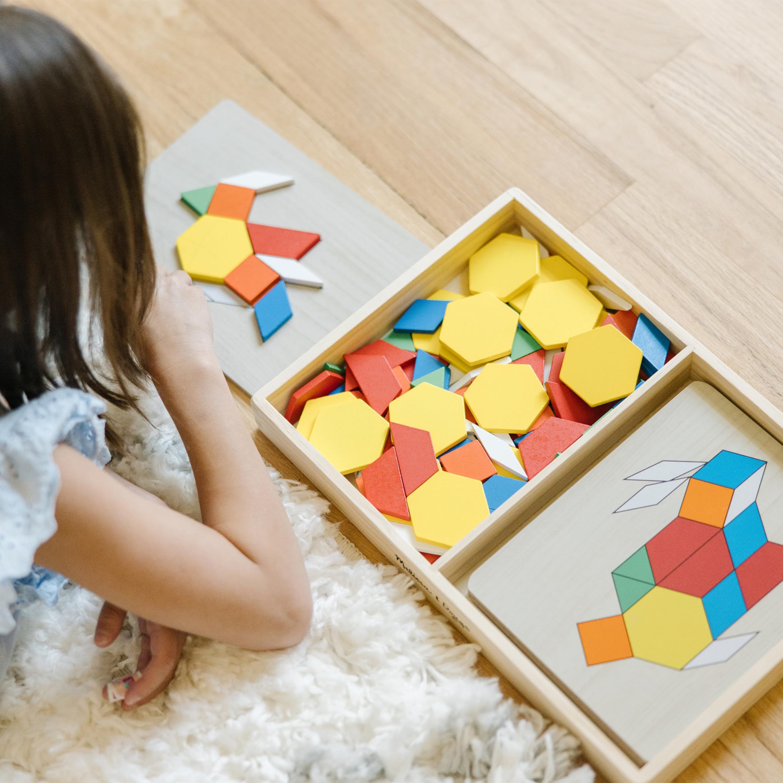 Melissa & Doug Pattern Blocks and Boards - Wooden Classic Toy With 120 Solid Wood Shapes and 5 Do... | Amazon (US)