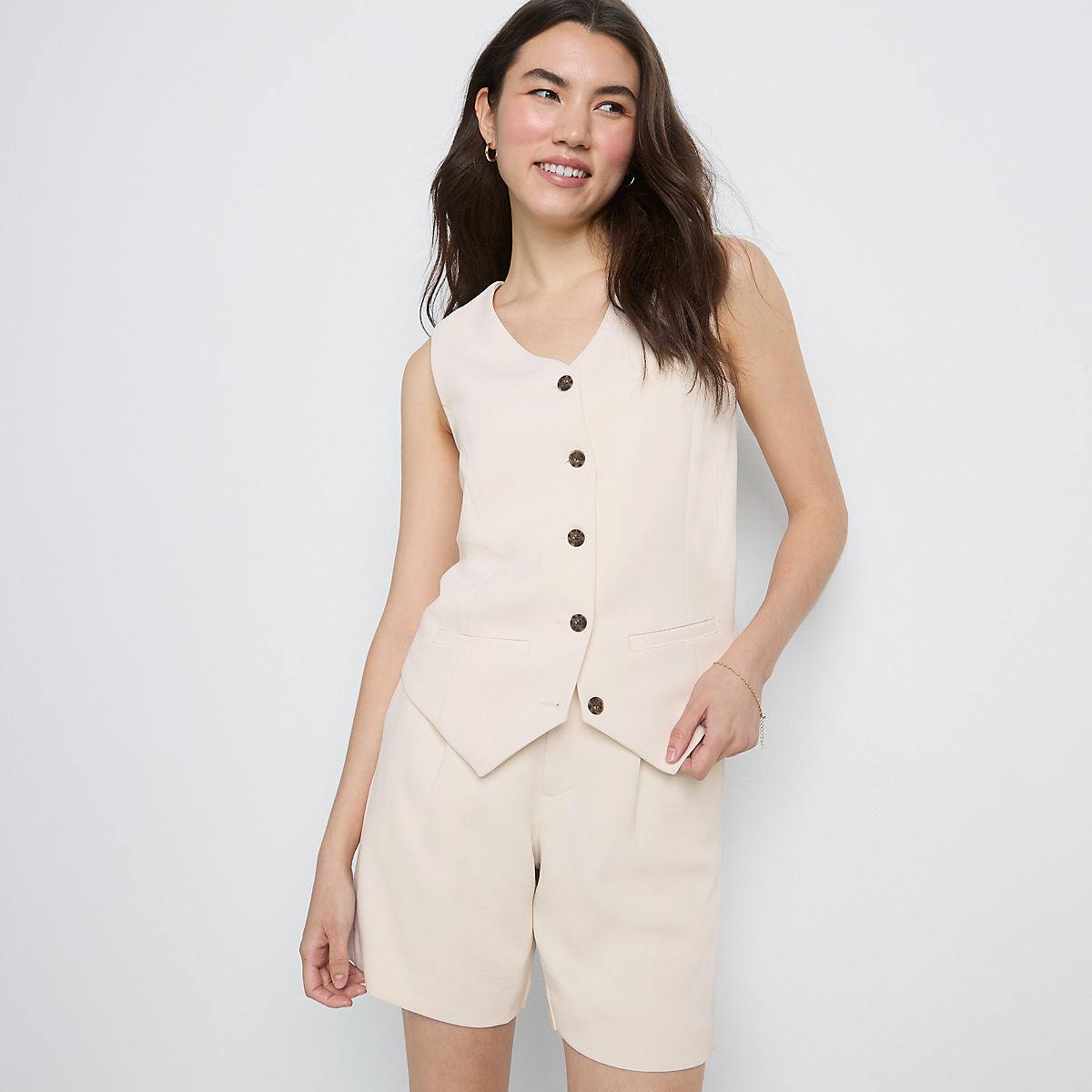 Women's Crepe Button Front Vest | Lands' End (US)