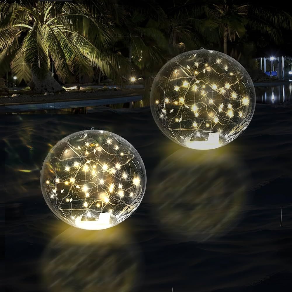 14 Inch Solar Light Up Floating Pool Lights,3000K Warm White Solar Powered Pool Lights That Float... | Amazon (US)