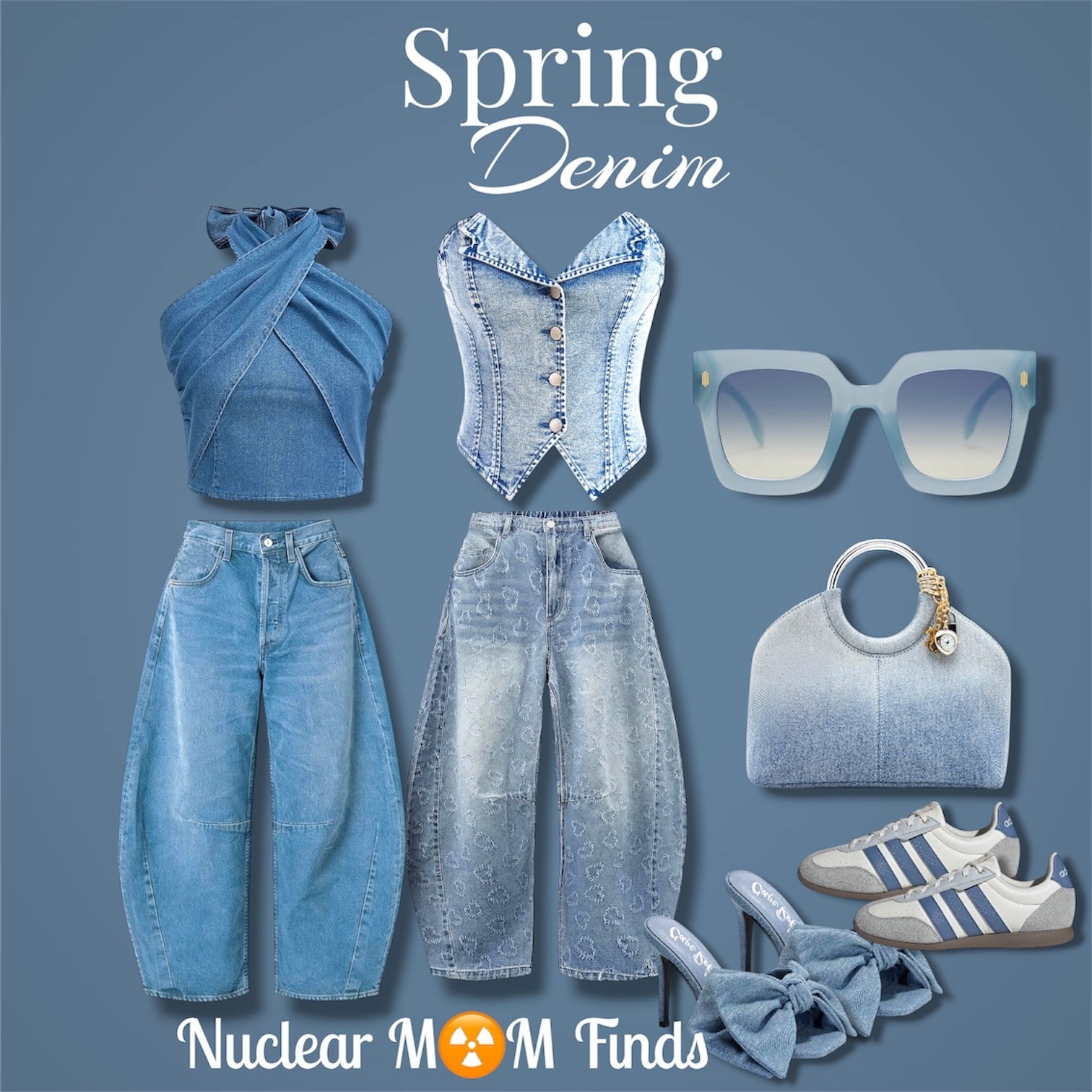 Spring denim done right 💙

Easy, everyday Amazon finds that you can throw on and still look put together 😌
Wide leg jeans, denim tops, and the perfect shoes to finish the look. 
Honestly, heels 👠 ot sneakers 👟? 

#LTKOver40 #LTKmomlife #LTKootd