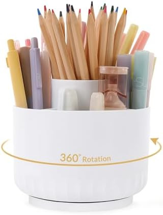 SKYDUE 360 Degree Rotating Desk Organizer, Dual-Purpose Pencil Pen Holder for Desk, Rotating Penc... | Amazon (US)