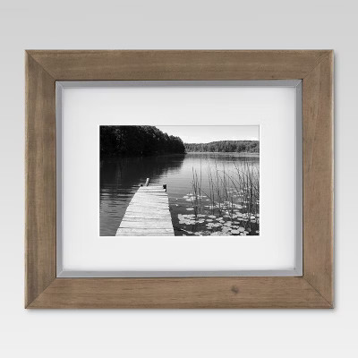 8" x 10" Matted to 5" x 7" Wood and Metal Edge Frame Brown - Threshold™ | Target