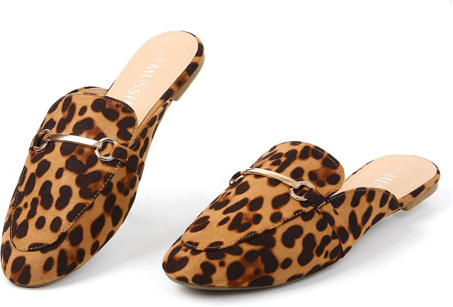 MUSSHOE Mules for Women Slip on Flats Loafers, Pointed Toe Womens Mules, Flat Loafers Shoes for W... | Amazon (US)