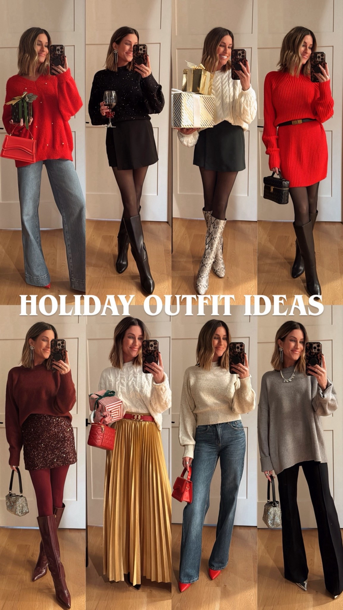 8 affordable holiday outfit ideas! 🙌🏼🎁🎄🎅
Everything is true to size, wearing XS in the black sequin sweater and cream sequin sweater, and a small in the others. #LTKCyberWeek

#LTKGiftGuide #LTKHoliday