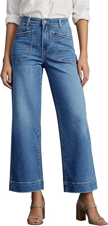 Cicy Bell Womens Cropped Wide Leg Jeans Stretchy High Waisted Trendy Baggy Denim Ankle Pants with... | Amazon (US)