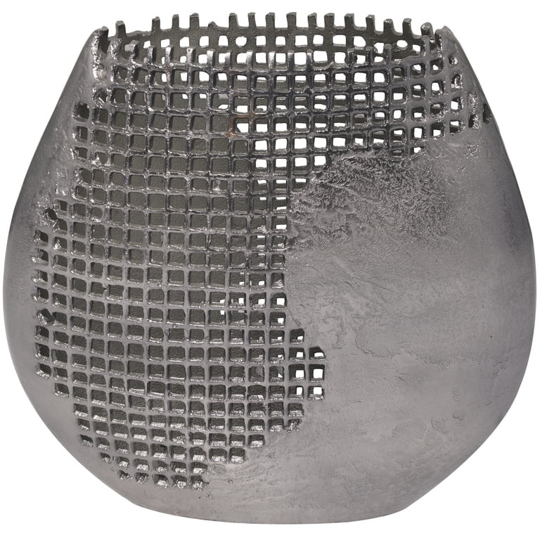 DecMode 15" Abstract Grid Inspired Dark Gray Aluminum Vase with Open Frame Design - Walmart.com | Walmart (US)