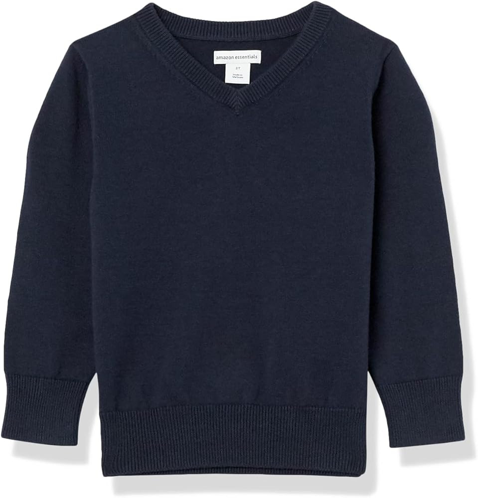 Amazon Essentials Unisex Kids and Toddlers' Uniform Cotton V-Neck Sweater | Amazon (US)