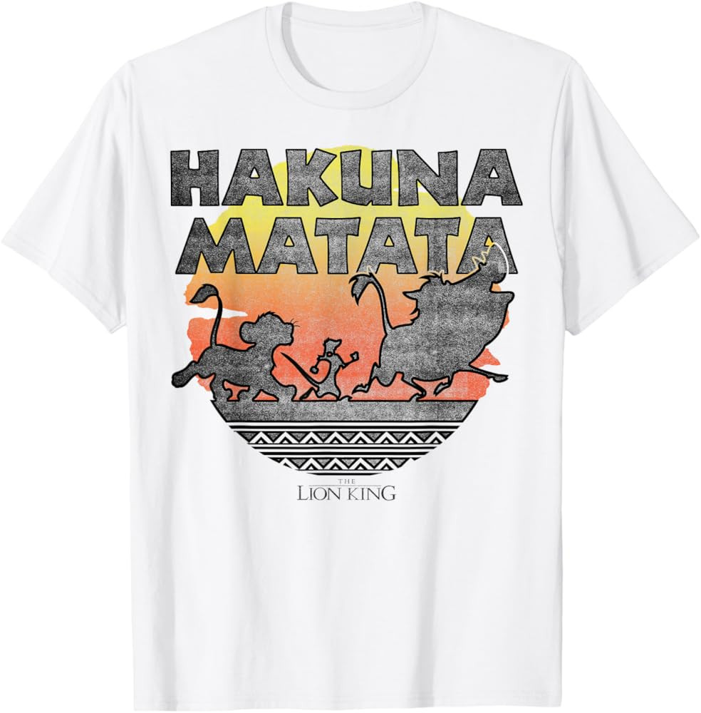 Disney The Lion King Hakuna Matata Sunset Silhouette Poster T-Shirt | Amazon (US)