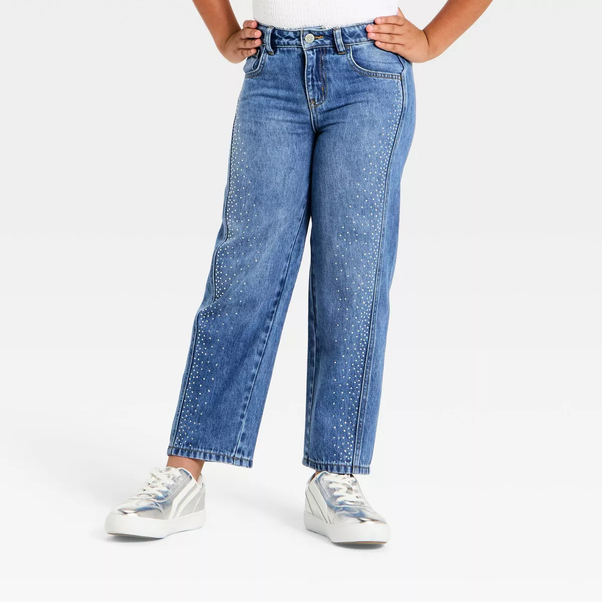 Girls' Rhinestone Barrel Jeans - Cat & Jack™ | Target
