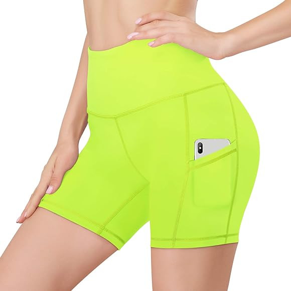 HISKYWIN 5"/8" Inseam High Waist Women Yoga Shorts Compression Exercise Workout Running Shorts Po... | Amazon (US)