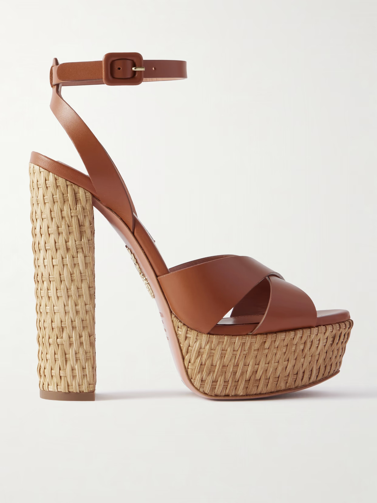 Aquazzura - Sunseeker Plateau 140 Leather Platform Sandals - Brown | NET-A-PORTER (US)