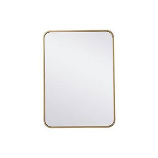 Timeless Home 30 in. H x 22 in. W Brass Modern Soft Corner Rectangular Wall Mirror WM1602230BR | The Home Depot