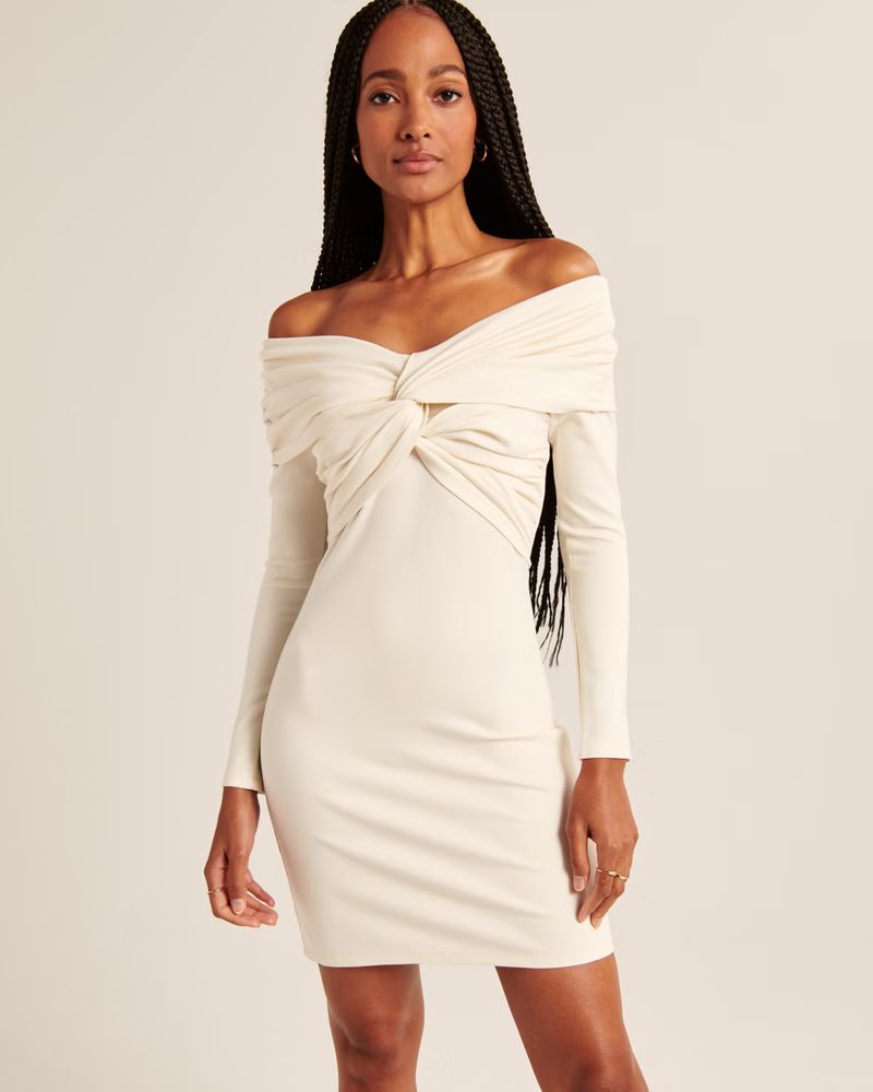 Off-The-Shoulder Twist-Front Mini Dress | Abercrombie & Fitch (US)