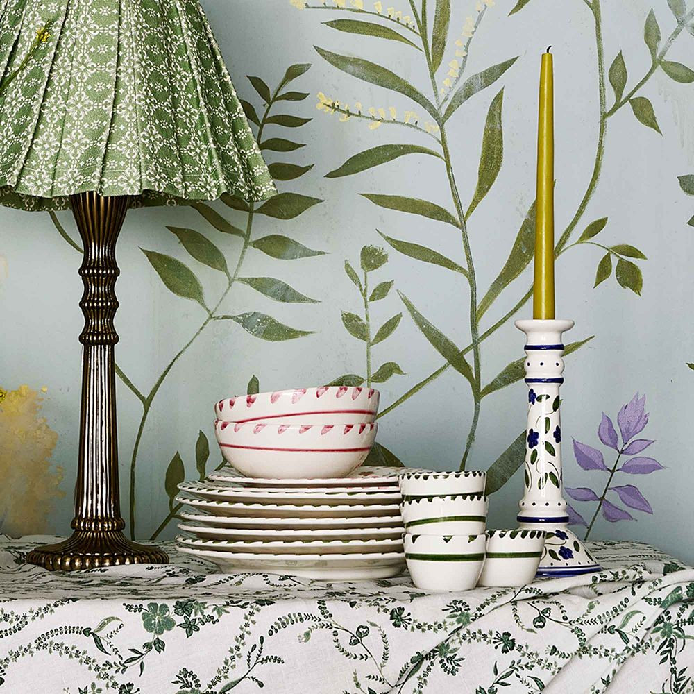 Hand Painted Floral Ceramic Dinnerware Taper Candle Holder | GreenRow