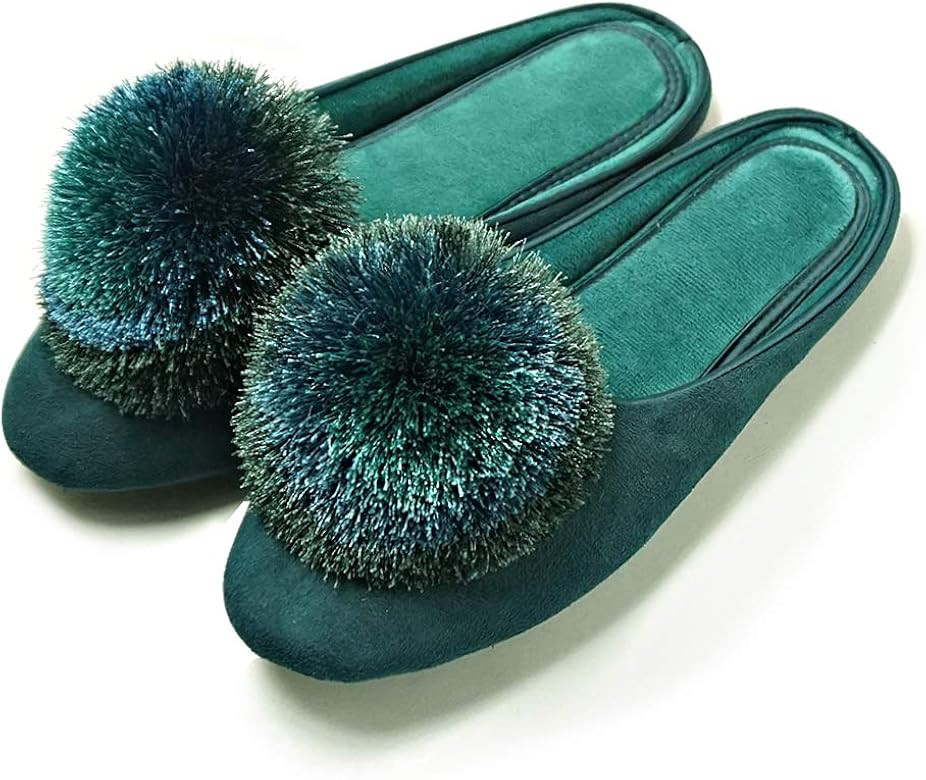 Women's Cozy Tassel Pom Pom Microsuede Slippers w/Memory Foam, Ladies House Shoes Indoor Outdoor ... | Amazon (US)