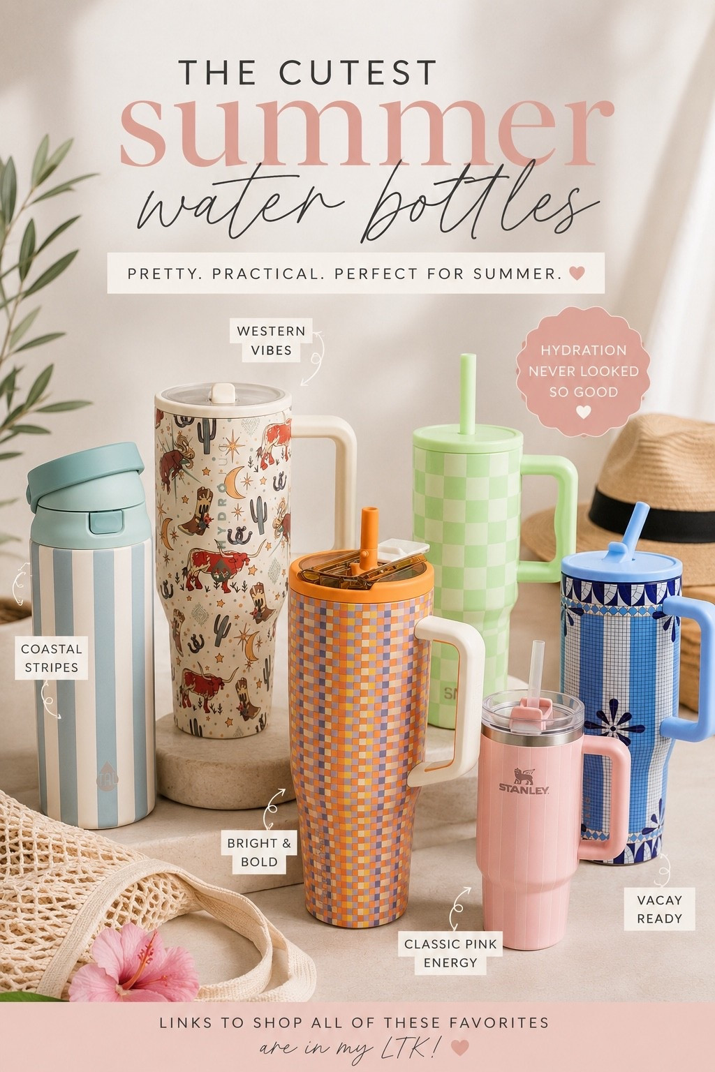 ✨ Summer hydration but make it cute ✨
These are the water bottles everyone is carrying this summer — from trendy checker prints to coastal stripes and western-inspired tumblers. Functional and aesthetic = my favorite combo 🤍 Which one are you grabbing first?!

#LTKFinds #LTKHome #LTKStyle #WaterBottle #SummerEssentials #StanleyCup #HydrationGoals #TargetFinds #AmazonFinds #AestheticHome #SummerFavorites #CoastalStyle #TrendyFinds #PastelAesthetic #DailyEssentials #TumblrTrend #CuteFinds #LifestyleBlogger #MomLifeFavorites #ViralFinds #HomeAndStyle #SummerVibes #HydrationStation #ColorfulHome #TikTokMadeMeBuyIt #CupObsessed #BeachyStyle #WesternStyle #CheckerPrint #BottleCollection

#LTKSaleAlert #LTKSeasonal #LTKmorningroutine