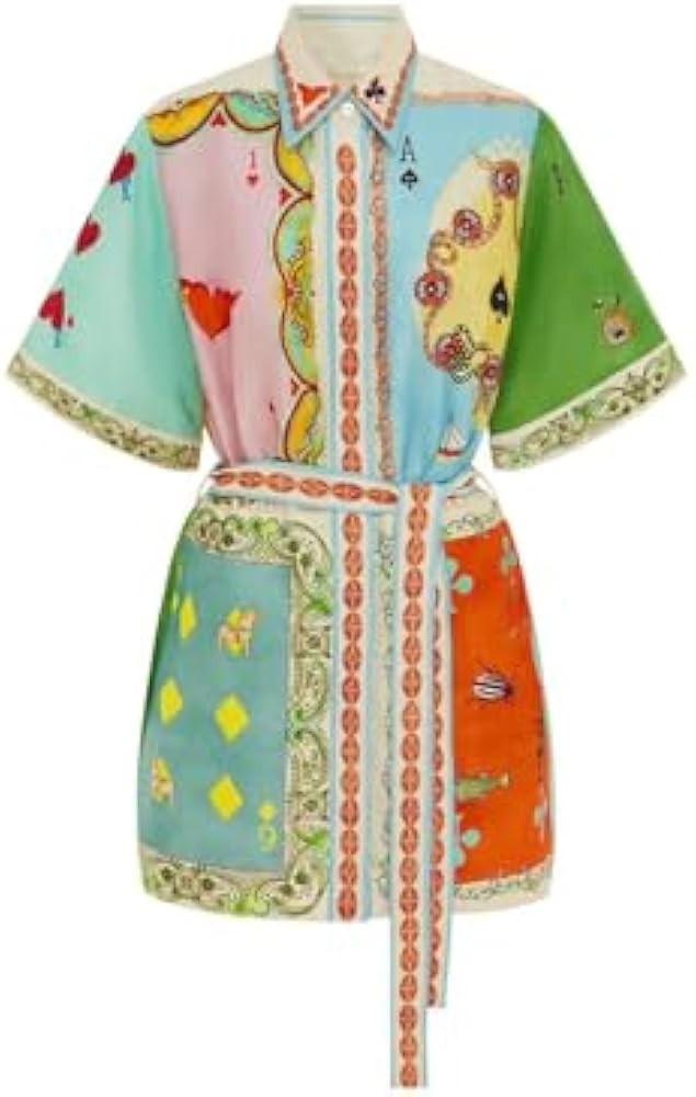 Women's Floral Mini Dress Y2k Short Sleeve Shirt Dress Cute Colorful Graffiti Graphic A-Line Lace... | Amazon (US)