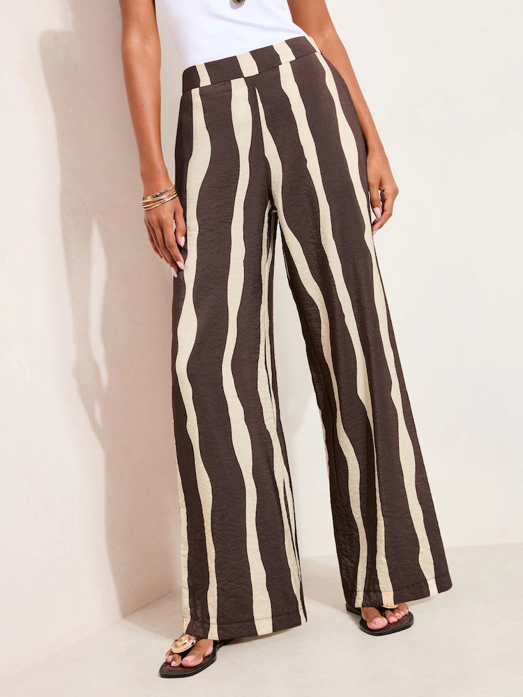 Friends Like These Brown Elasticated Waist Wide Leg Trousers | Next US