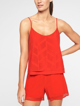 Athleta Womens Fws Perforated Cami Saffron Red Size L | Athleta