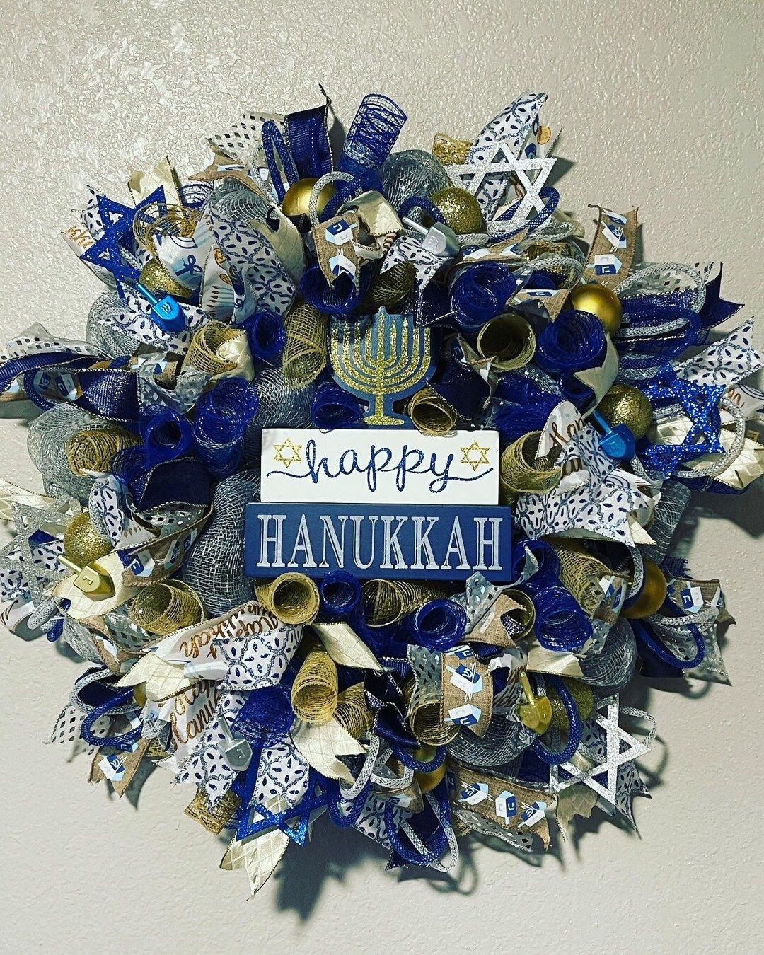 Happy Hanukkah deco mesh wreath | Etsy (US)