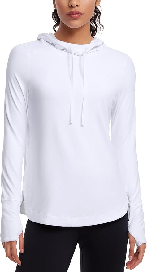 CRZ YOGA Workout Long Sleeve Shirt for Women Hoodie Pullover Athletic Hooded Long Sleeves Sports ... | Amazon (US)