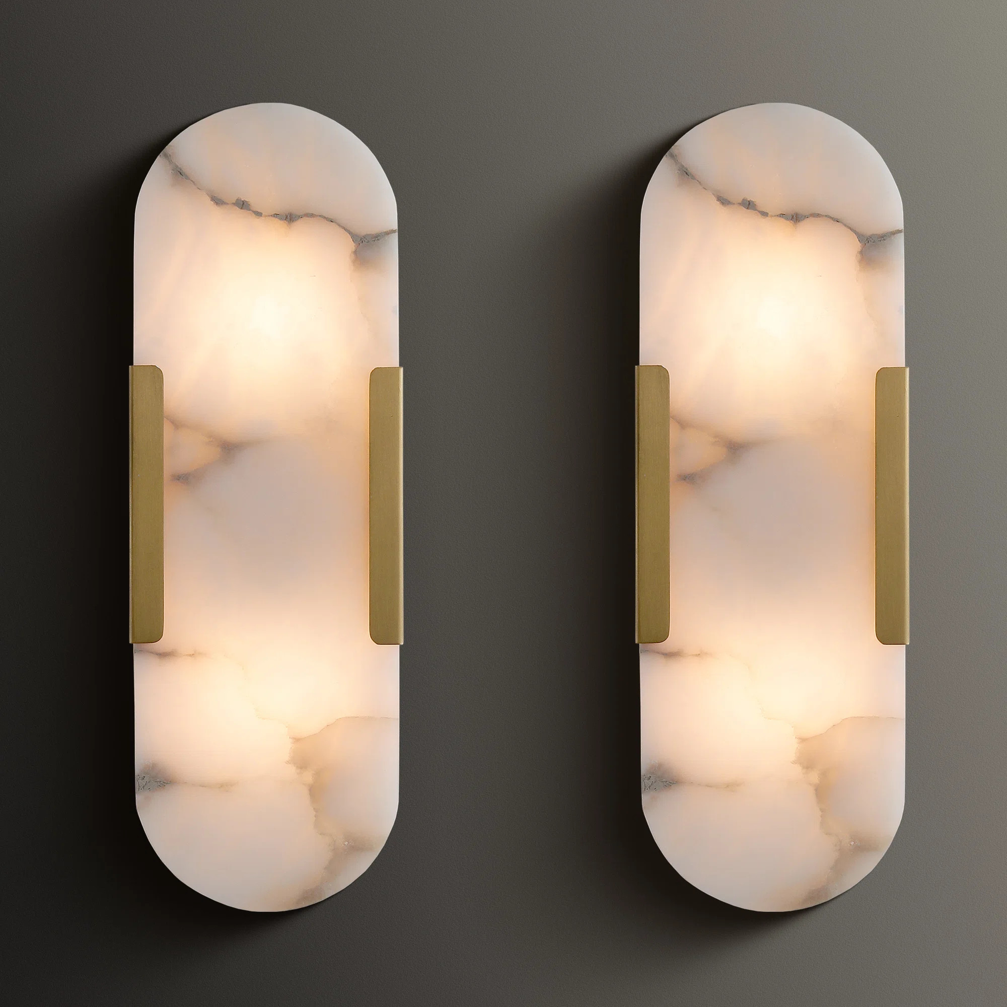 Anjuta Brass/ Natural Alabaster Wall Sconces for Bathroom (Set of 2) | Wayfair North America