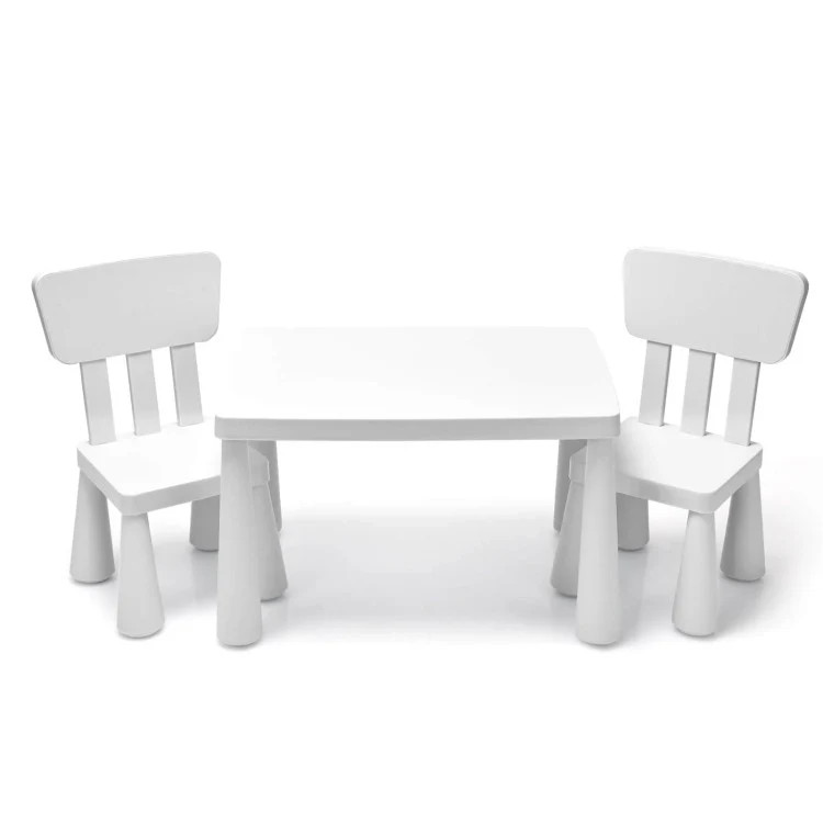 3 Piece Kids Play Table and Chair Set - White | REBEL (formerly Rebelstork)