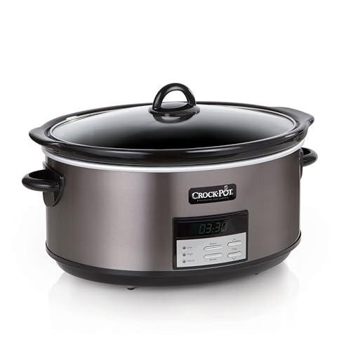 Crock-Pot Large 8-Quart Programmable Slow Cooker with Auto Warm Setting Black Stainless Steel | Amazon (US)