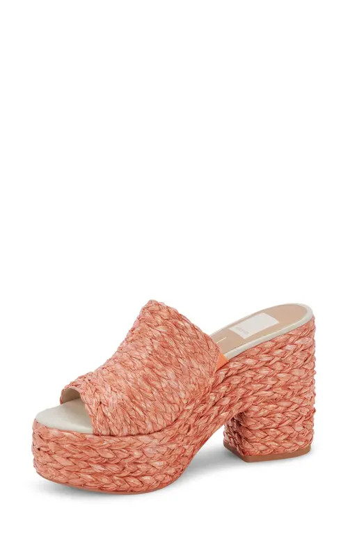 Dolce Vita Elora Platform Espadrille Sandal in Orange Raffia at Nordstrom, Size 8.5 | Nordstrom