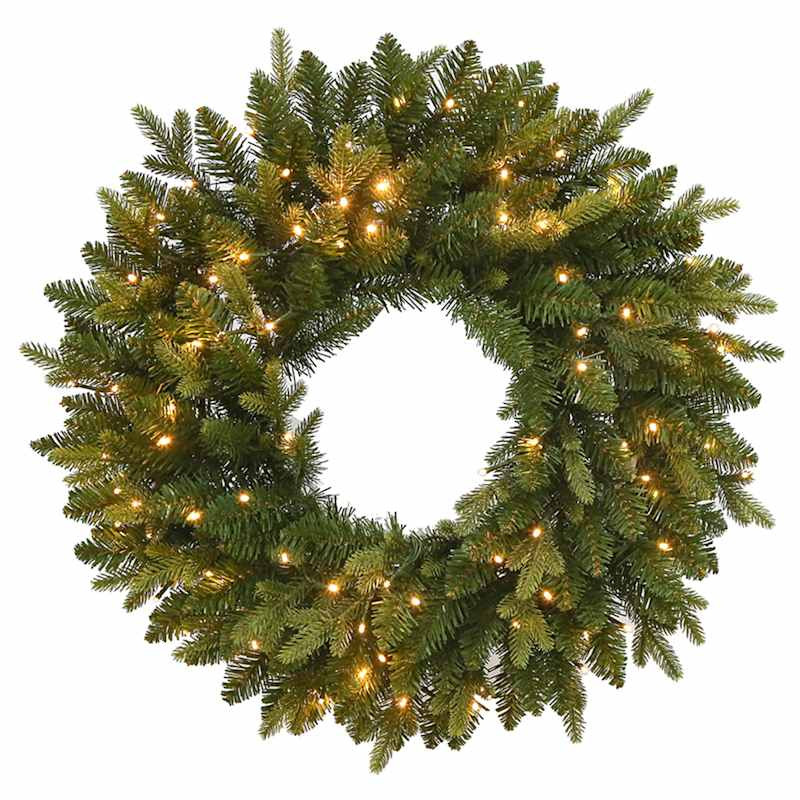 24 Pe/ Pvc Mixed Prelit Wreath Battery Box | At Home