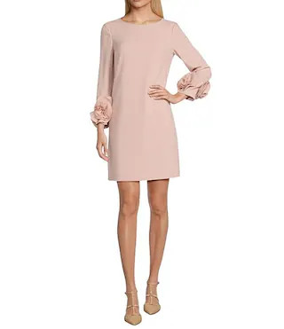 Valentine Long Sleeve Ruffle Crepe Dress | Dillard's