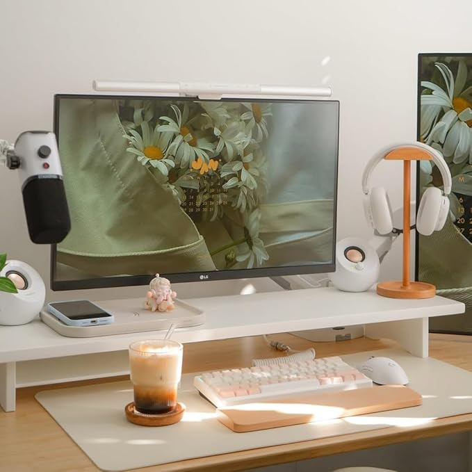 Bamboo Dual Monitor Stand Riser White, 2-Tier Desk Monitor Riser for 2 Monitors, Supports for PC ... | Amazon (US)