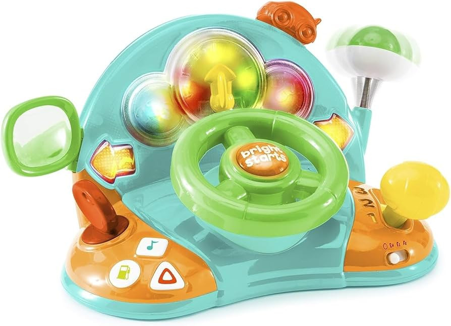 Bright Starts Lights and Colors Driver Toy Steering Wheel with Car Sounds for Pretend Play - Gree... | Amazon (US)