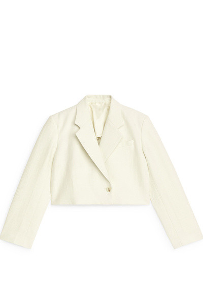 Cropped Cotton-Linen Blazer – Off White – Women – ARKET GB | Arket UK