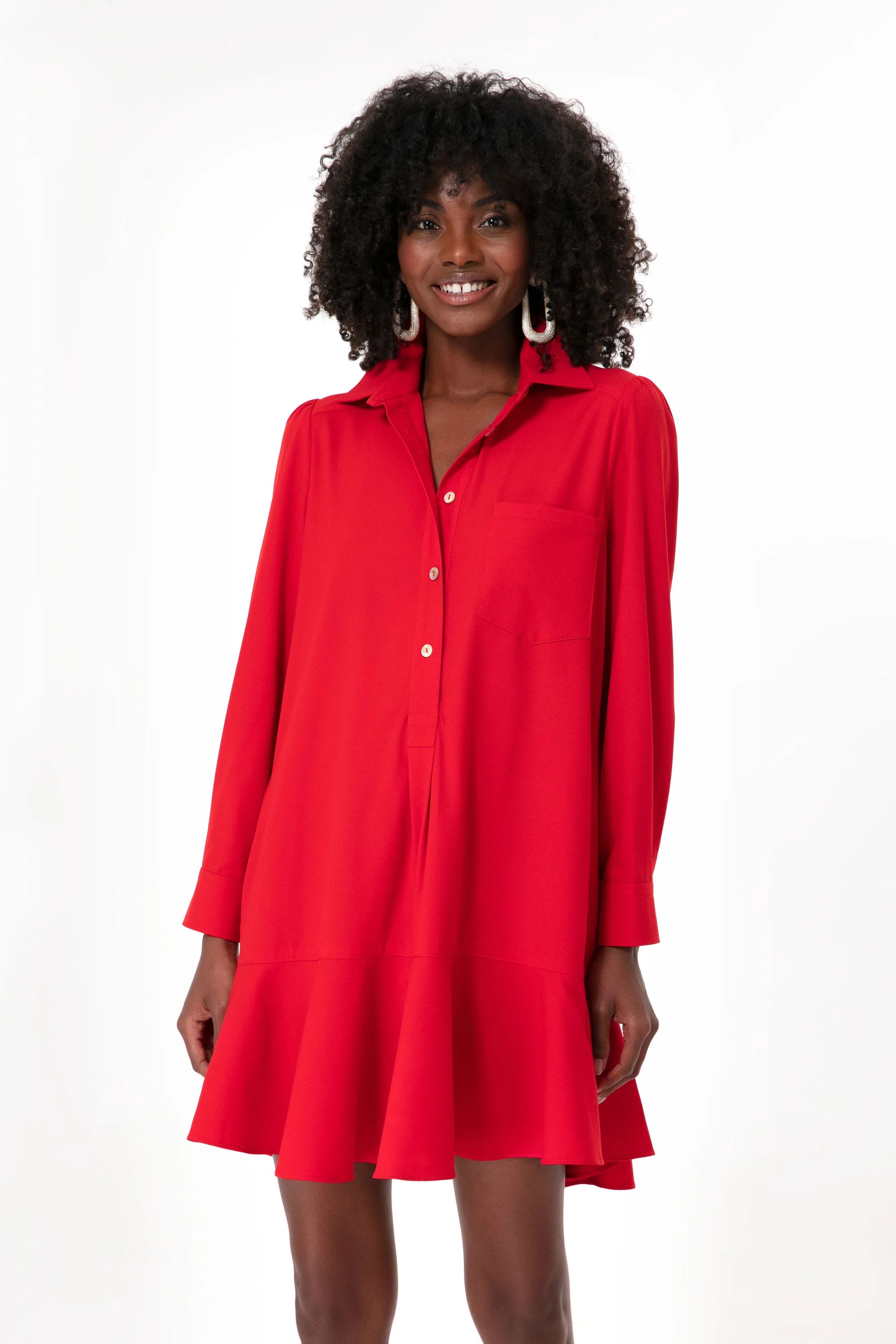 Red Crepe Callahan Shirt Dress | Tuckernuck (US)