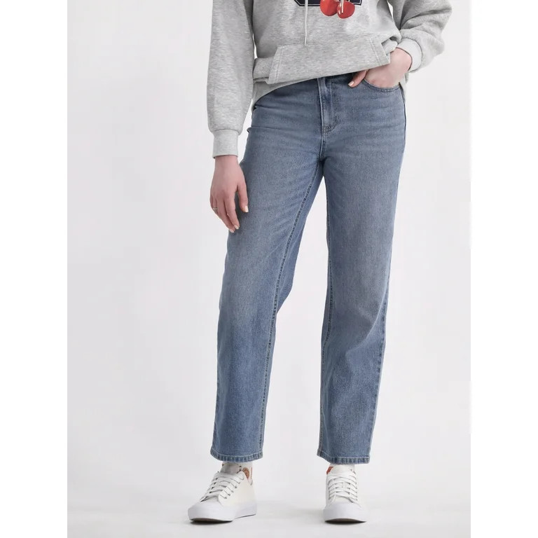 No Boundaries High-Rise Straight Leg Jeans, 30" Inseam, Women’s and Women’s Plus | Walmart (US)